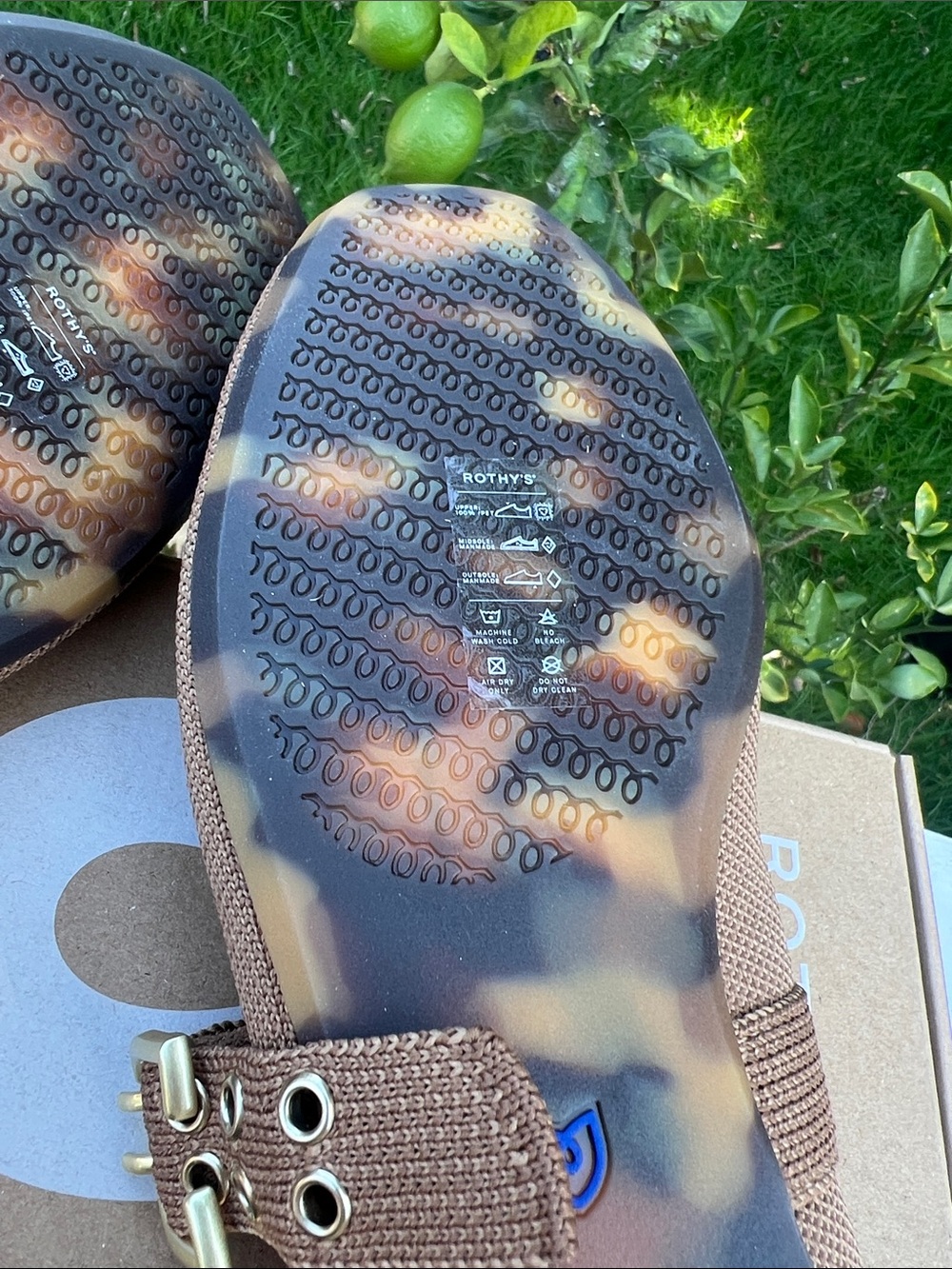 Rothy's Brown Mary Jane Flats with Gold Buckle and Grommet Strap Sz 8 Mary Jane - Picture 6 of 6
